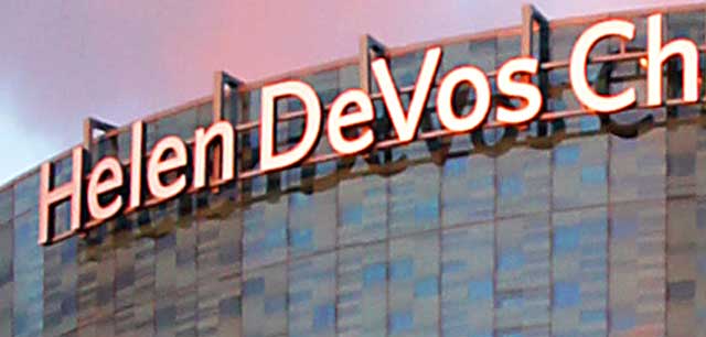 Helen DeVos Children's Hospital sign
